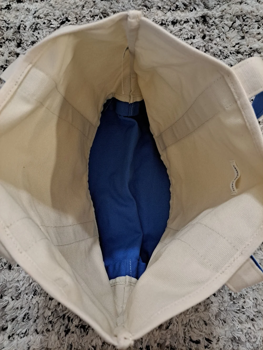 American Eagle Outfitters Cream & Blue Rainy Days Cafe Canvas Tote